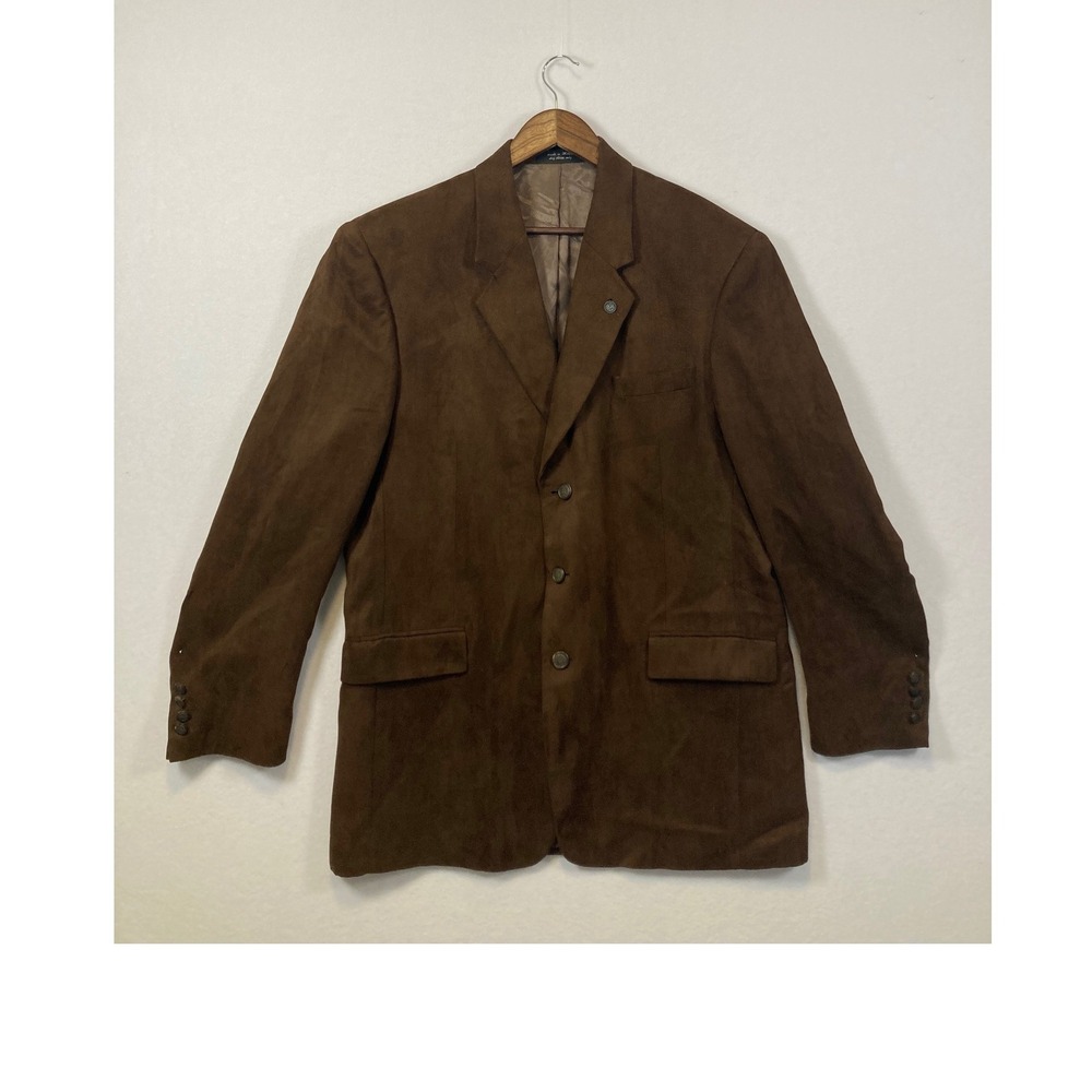 Andrew Fezza Mens Brown Suede Blazer Jacket Size 44L